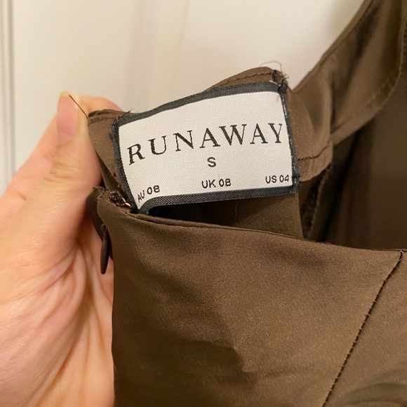 Revival Slip Dress Chocolate Brown Satin w/ Tie Back Sz S - Picture 5 of 14